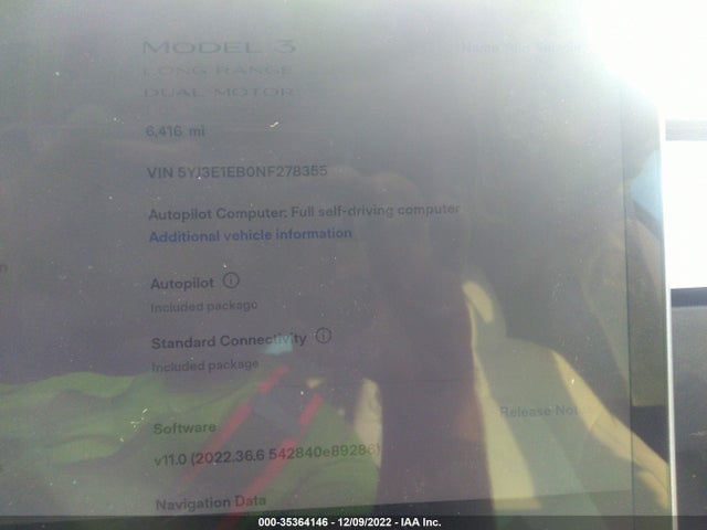 Tesla MODEL 3 2022 5YJ3E1EB0NF278355 Image 8