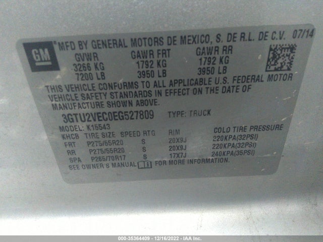 GMC Sierra 1500 Slt 2014 3GTU2VEC0EG527809 Image 9