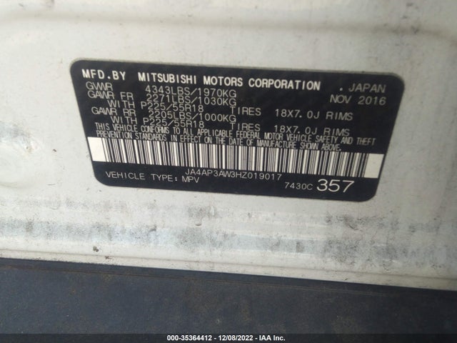 JA4AP3AW3HZ019017 Mitsubishi Outlander Sport Se 2.4