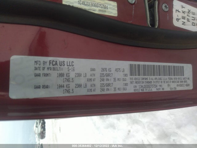 Jeep Compass Latitude 2016 1C4NJDEB3GD757594 Image 10