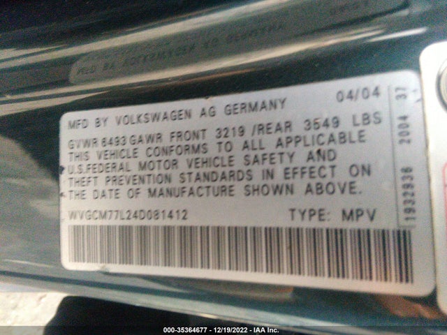 Volkswagen Touareg 2004 WVGCM77L24D081412 Image 11