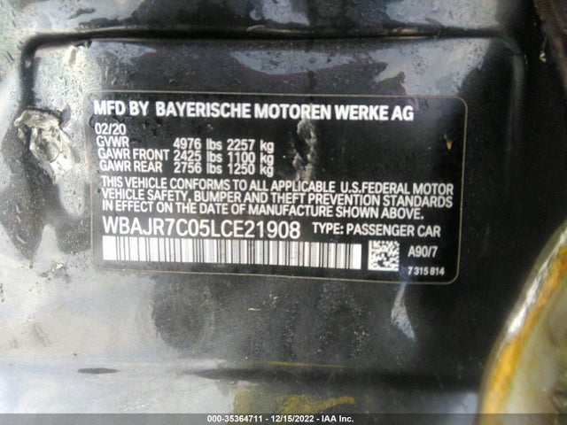 BMW 5 Series 530i Xdrive 2020 аукцион фото