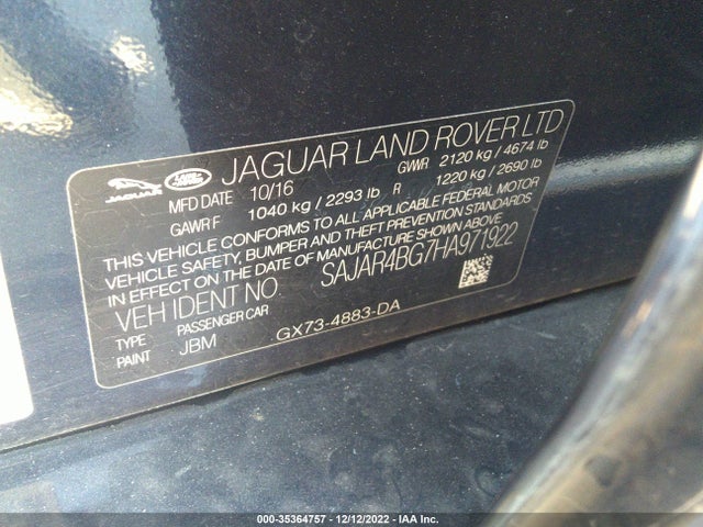 SAJAR4BG7HA971922 Jaguar Xe 25t