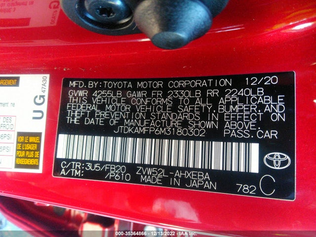 2021 Toyota Prius, VIN: JTDKAMFP6M3180302