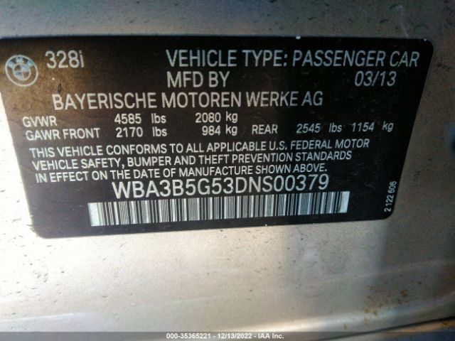 WBA3B5G53DNS00379 BMW 3 Series 328i Xdrive