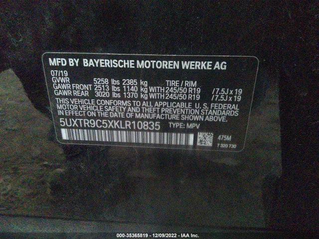 BMW X3 2019 аукцион фото