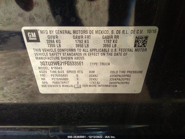 GMC Sierra 1500 Denali 2015 3GTU2WEJ1FG533561 Image 9