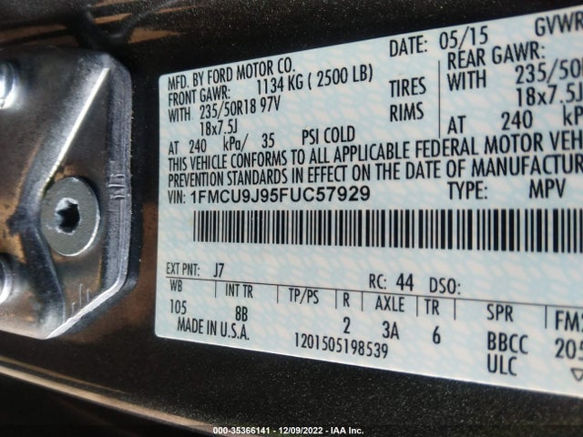 2015 Ford Escape, VIN: 1FMCU9J95FUC57929
