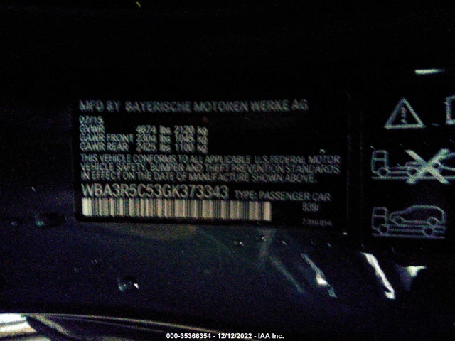 2016 BMW 4 SERIES 435I XDRIVE VIN: WBA3R5C53GK373343