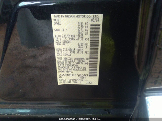 2018 Nissan Murano, VIN: 5N1AZ2MH9JN158665