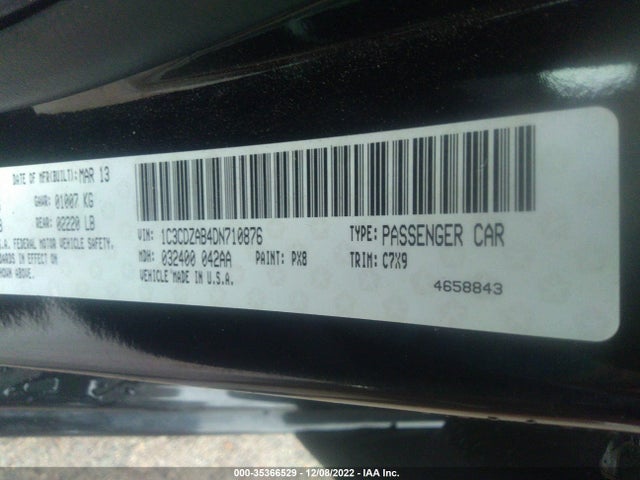 2013 DODGE AVENGER SE VIN: 1C3CDZAB4DN710876