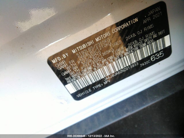 2022 Mitsubishi Outlander, VIN: JA4J4UA82NZ013933