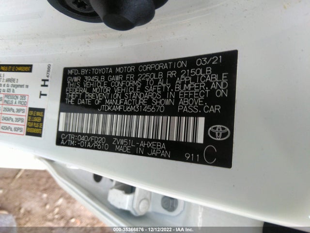 Toyota Prius Le 2021 JTDKAMFU6M3145670 Image 29