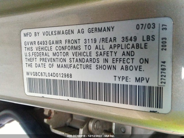 Volkswagen Touareg 2004 WVGBC67L04D012968 Image 10