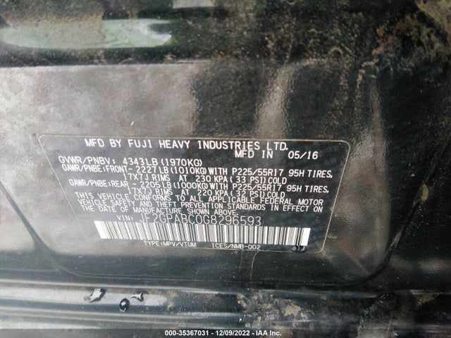 2016 Subaru Crosstrek, VIN: JF2GPABC0G8296593