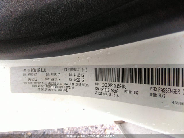 Chrysler 200 2016 1C3CCCAB4GN192482 Image 10