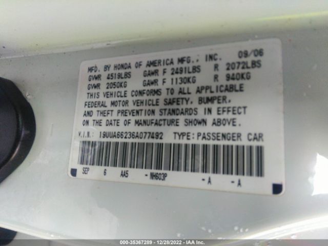 19UUA66236A077492 Acura TL