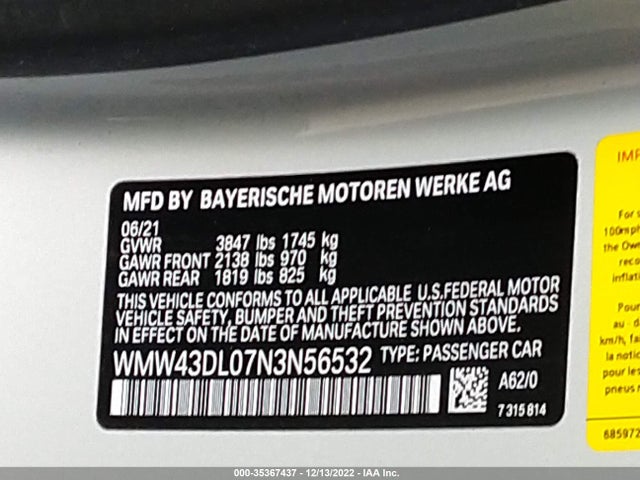 2022 Mini Roadster, VIN: WMW43DL07N3N56532