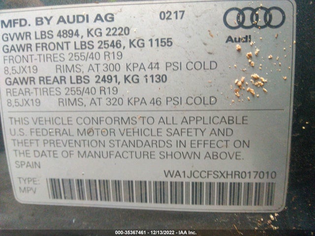 Audi Q3 Premium Plus 2017 WA1JCCFSXHR017010 Image 9
