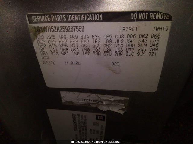 2005 CHEVROLET IMPALA LS VIN: 2G1WH52K259237559