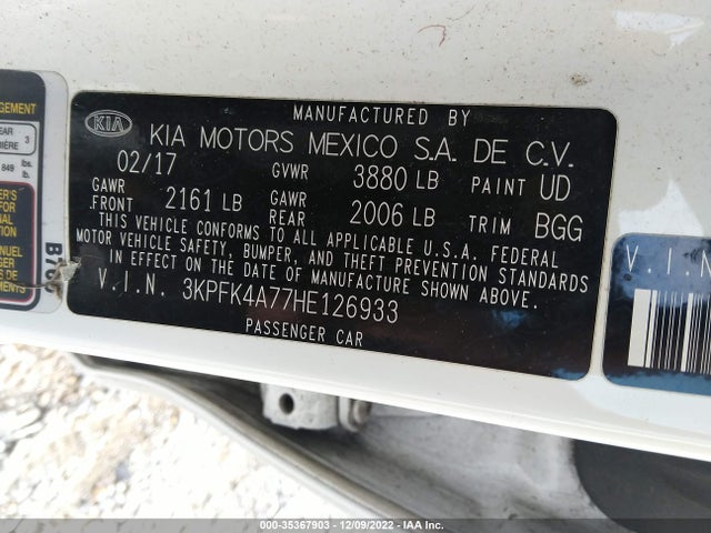 2017 Kia Forte, VIN: 3KPFK4A77HE126933