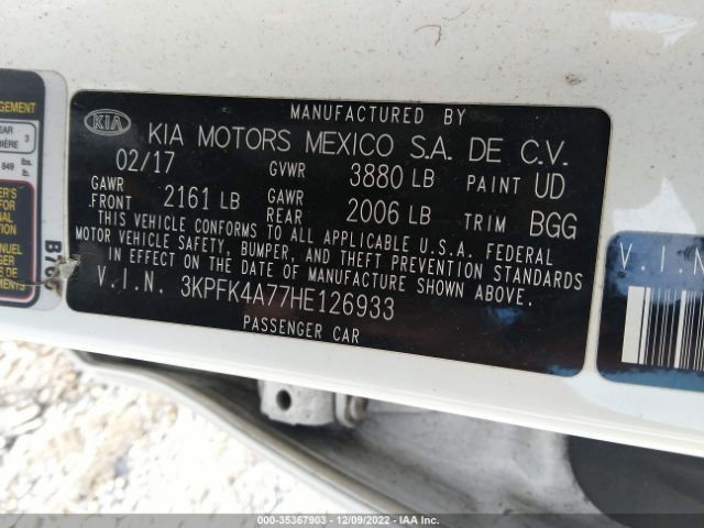 3KPFK4A77HE126933 KIA FORTE LX