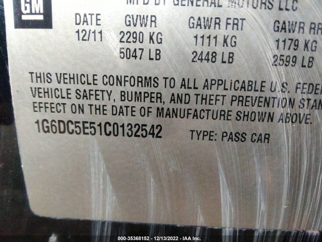 Cadillac CTS SEDAN 2012 1G6DC5E51C0132542 Image 9