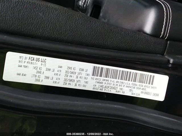 2015 Dodge Durango, VIN: 1C4RDJAG9FC834627