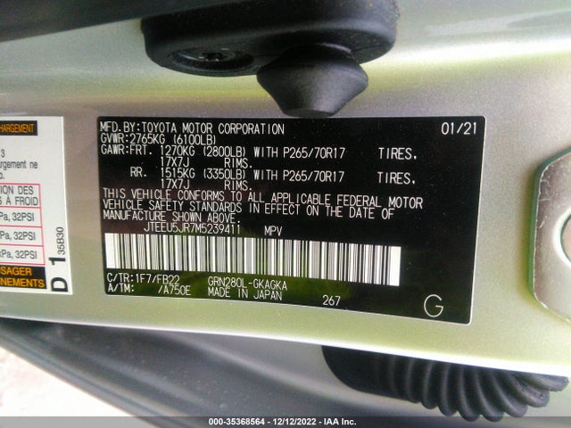 2021 Toyota 4Runner, VIN: JTEEU5JR7M5239411