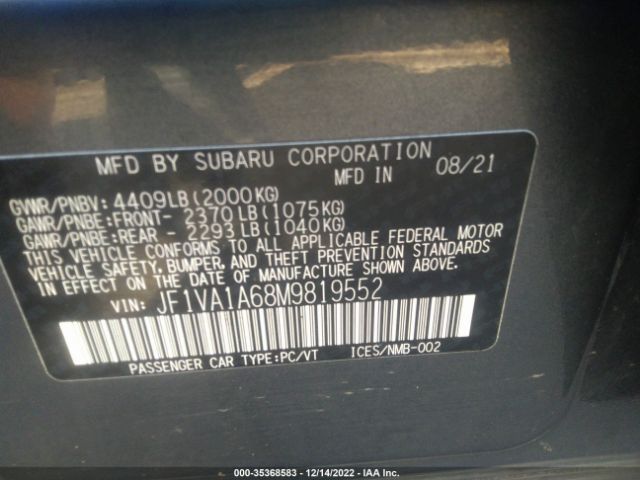 JF1VA1A68M9819552 Subaru WRX