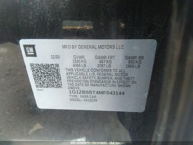 Chevrolet MALIBU LS 2021 1G1ZB5ST4MF043144 Image 9