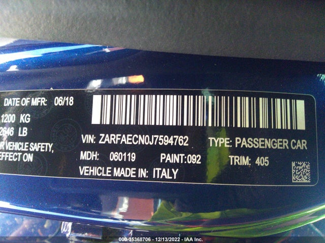 ZARFAECN0J7594762 Alfa Romeo Giulia Ti Sport