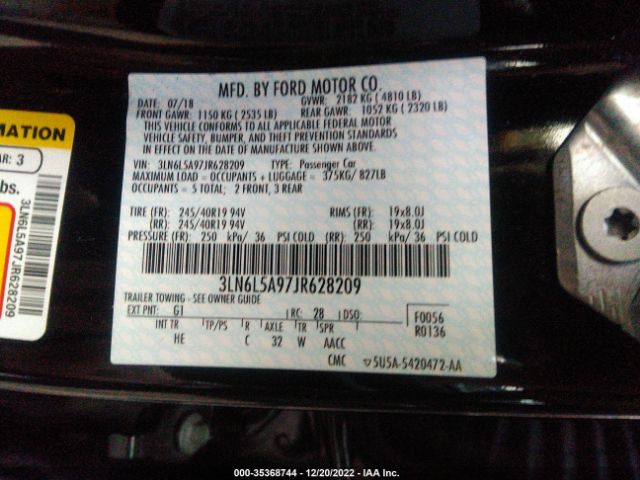 3LN6L5A97JR628209 Lincoln Mkz Premiere
