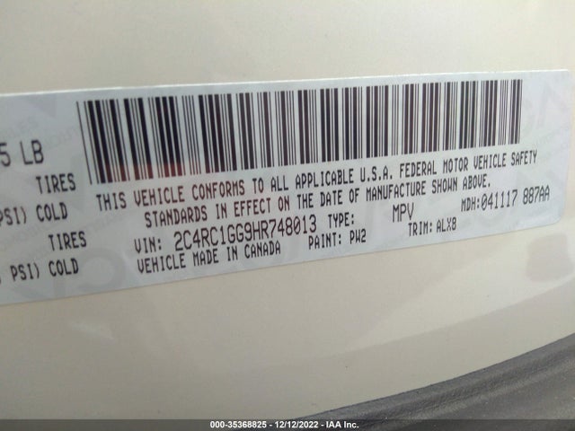Chrysler Pacifica 2017 2C4RC1GG9HR748013 Image 9