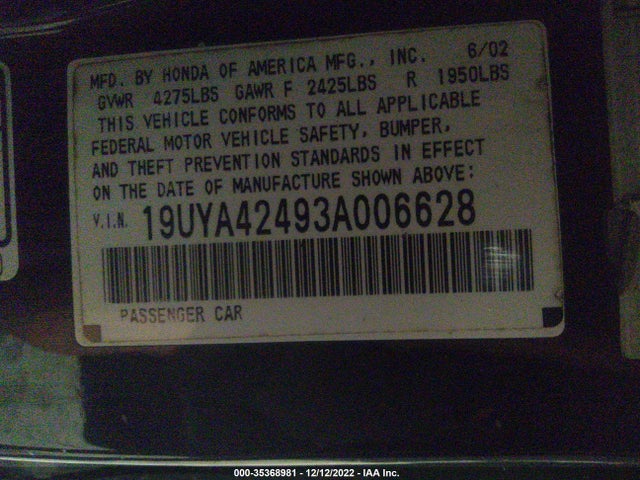 Acura CL 2003 19UYA42493A006628 Image 10