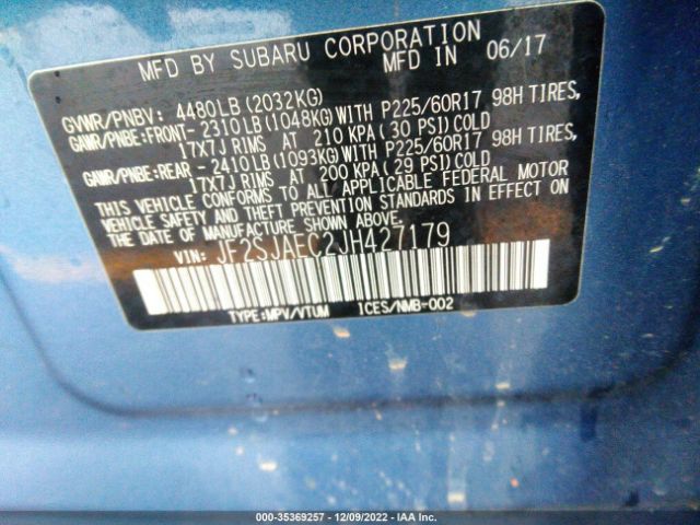 JF2SJAEC2JH427179 Subaru Forester Premium