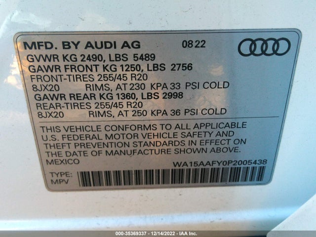 2023 Audi Q5, VIN: WA15AAFY0P2005438