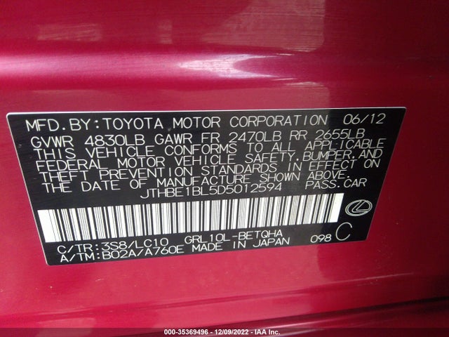JTHBE1BL5D5012594 Lexus GS 350