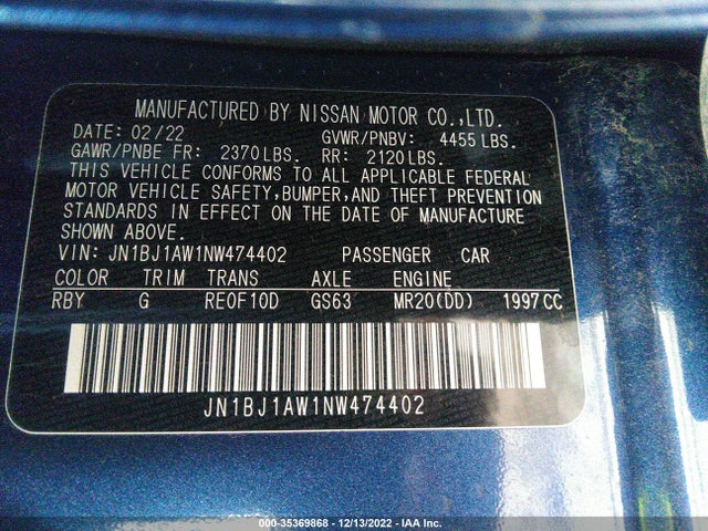 2022 Nissan Rogue, VIN: JN1BJ1AW1NW474402