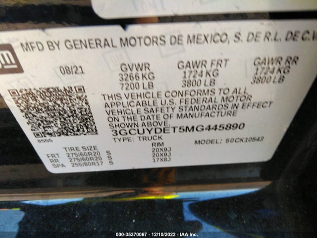 Chevrolet Silverado 1500 Lt 2021 3GCUYDET5MG445890 Image 9