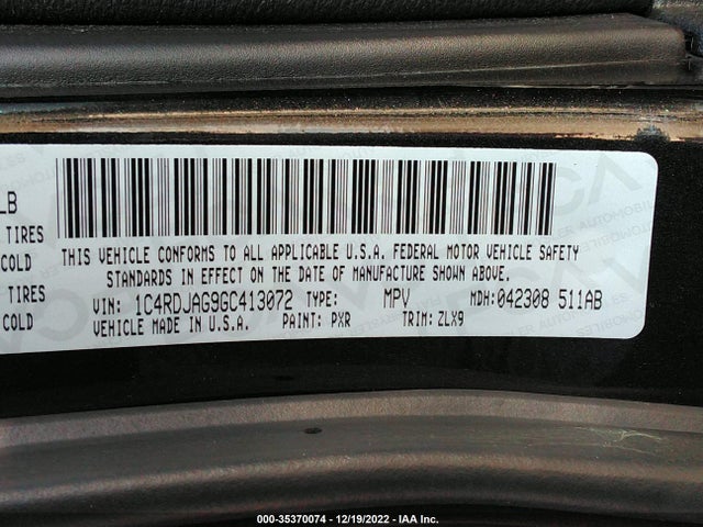 2016 Dodge Durango, VIN: 1C4RDJAG9GC413072