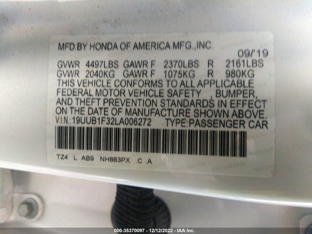 2020 Acura TLX, VIN: 19UUB1F32LA006272