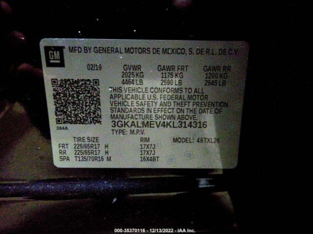 3GKALMEV4KL314316 GMC Terrain Sle