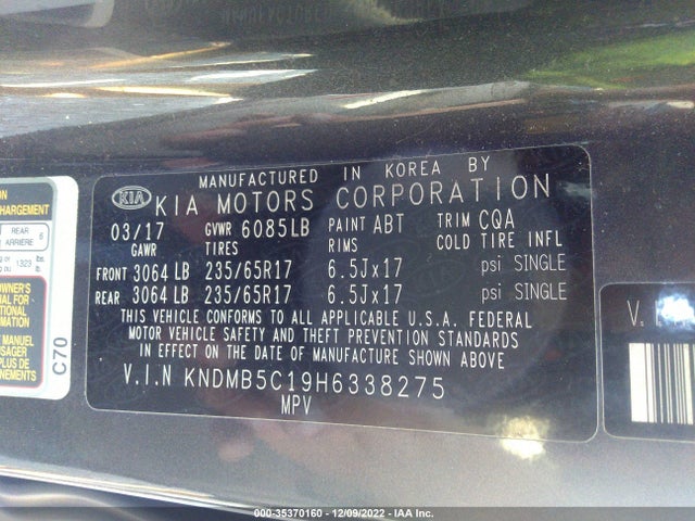 2017 Kia Sedona, VIN: KNDMB5C19H6338275