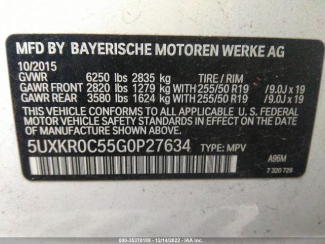 5UXKR0C55G0P27634 BMW X5 Xdrive35i