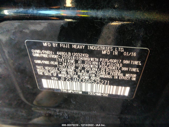 2016 Subaru Forester, VIN: JF2SJADC6GH525271