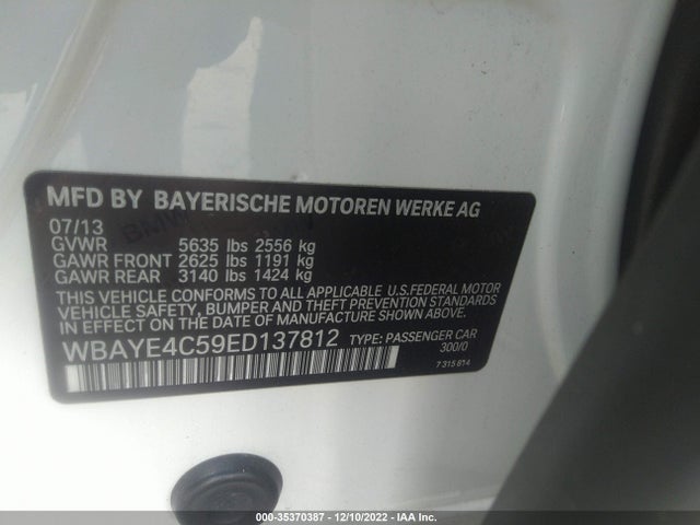 2014 BMW 7 Series, VIN: WBAYE4C59ED137812