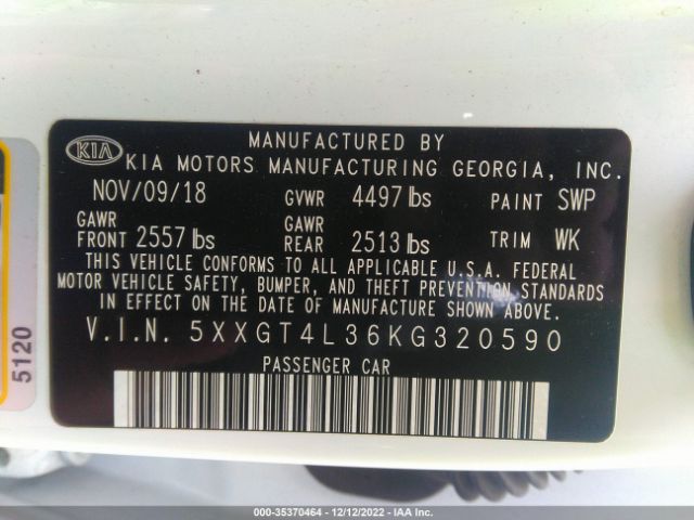 5XXGT4L36KG320590 KIA Optima Lx
