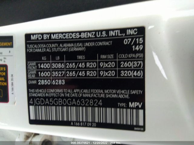 4JGDA5GB0GA632824 Mercedes-Benz Gle Gle 400