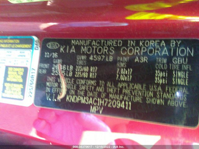 KNDPM3AC1H7209411 KIA Sportage Lx